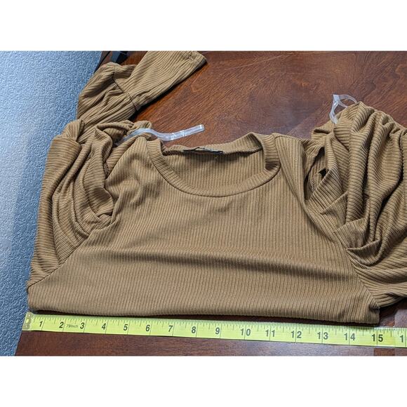 Fashion Nova Cold Shoulder Sweater Medium Brown Long Sleeves Crew Neck Winter - Picture 5 of 9